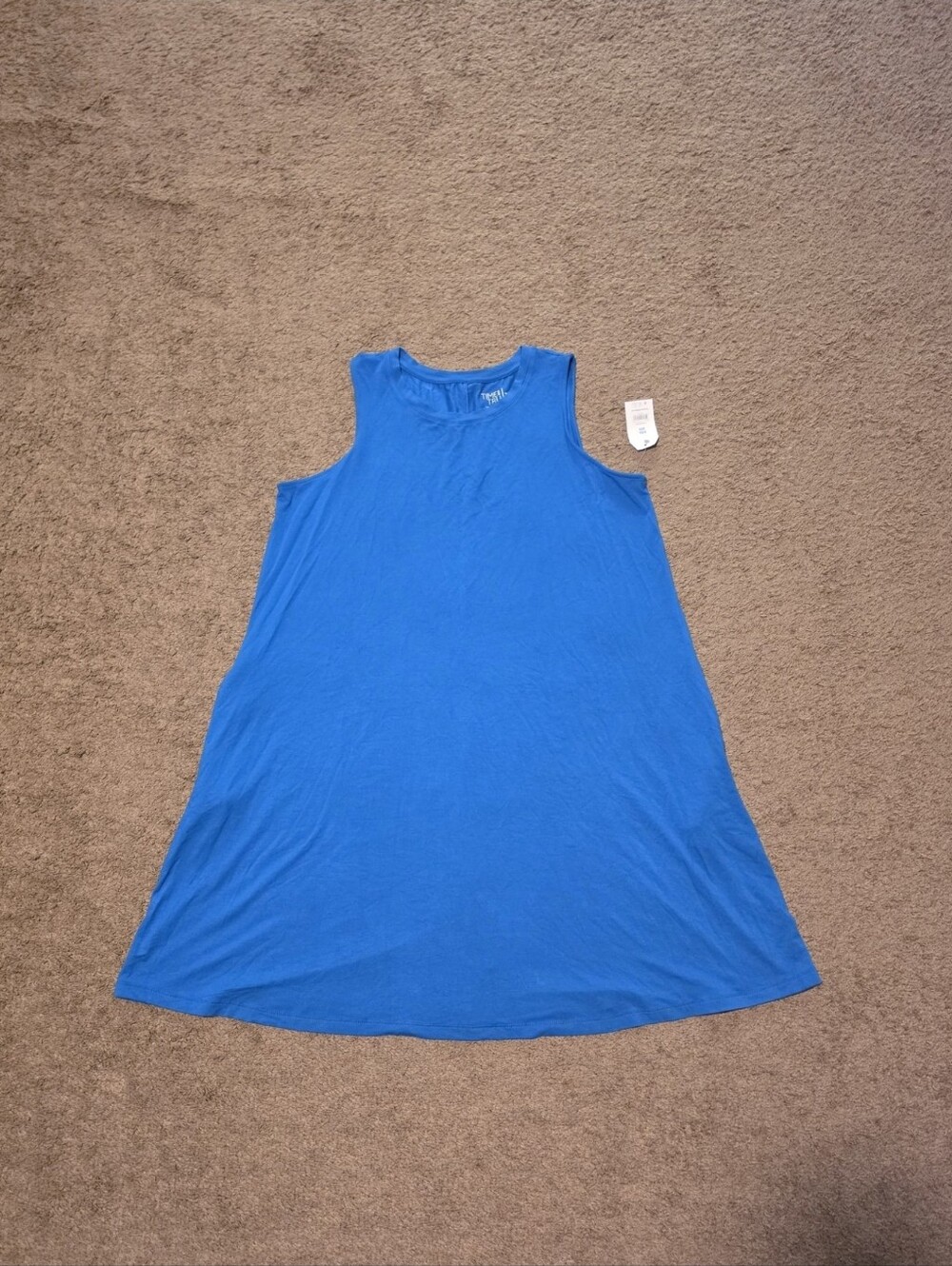 Womens Blue Sleeveless Swing Dress